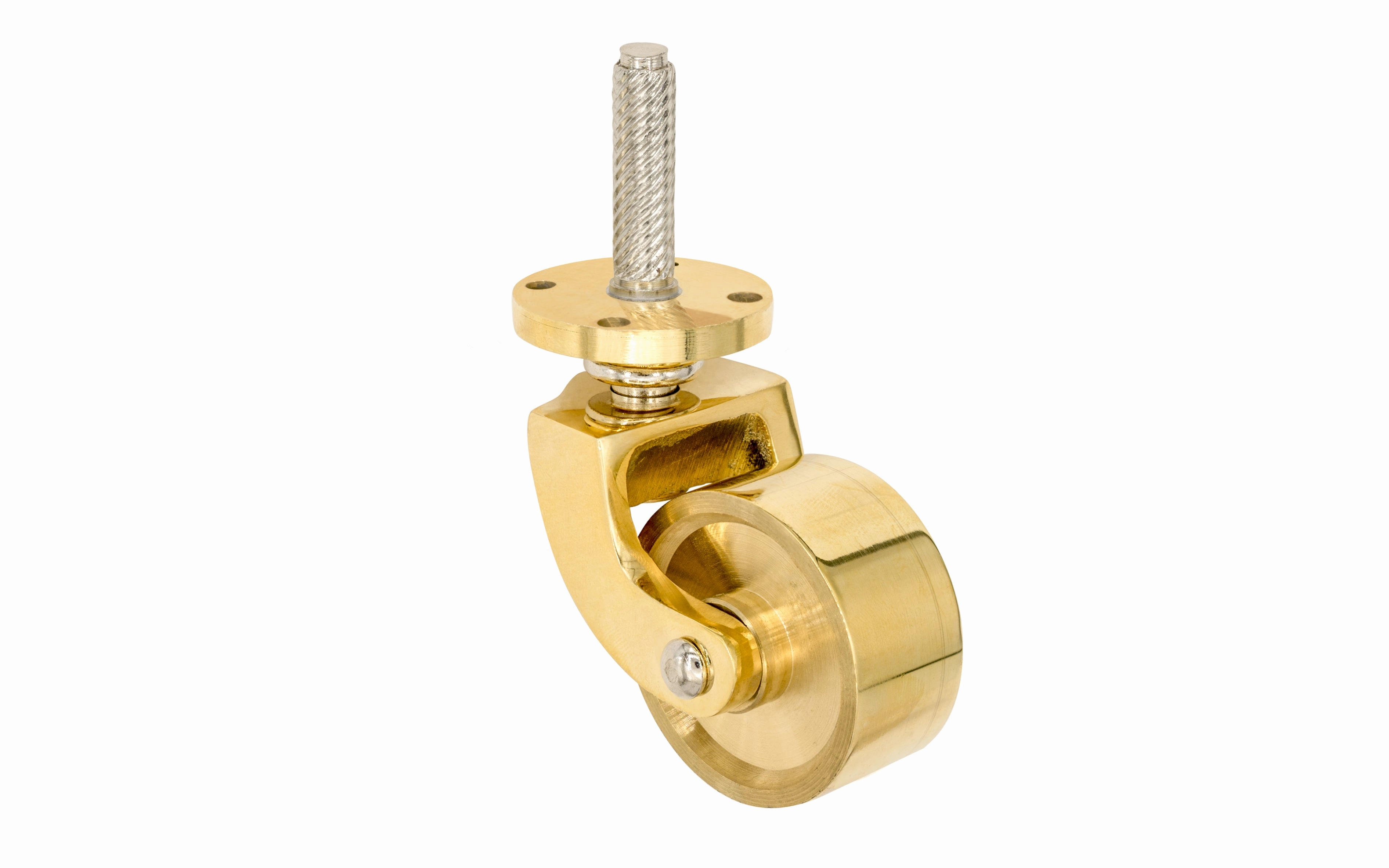 Solid Brass Stem & Plate Caster ~ 1-3/8" Wheel