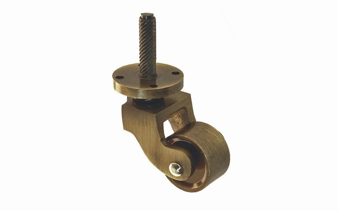 Solid Brass Stem & Plate Caster ~ 1" Wheel
