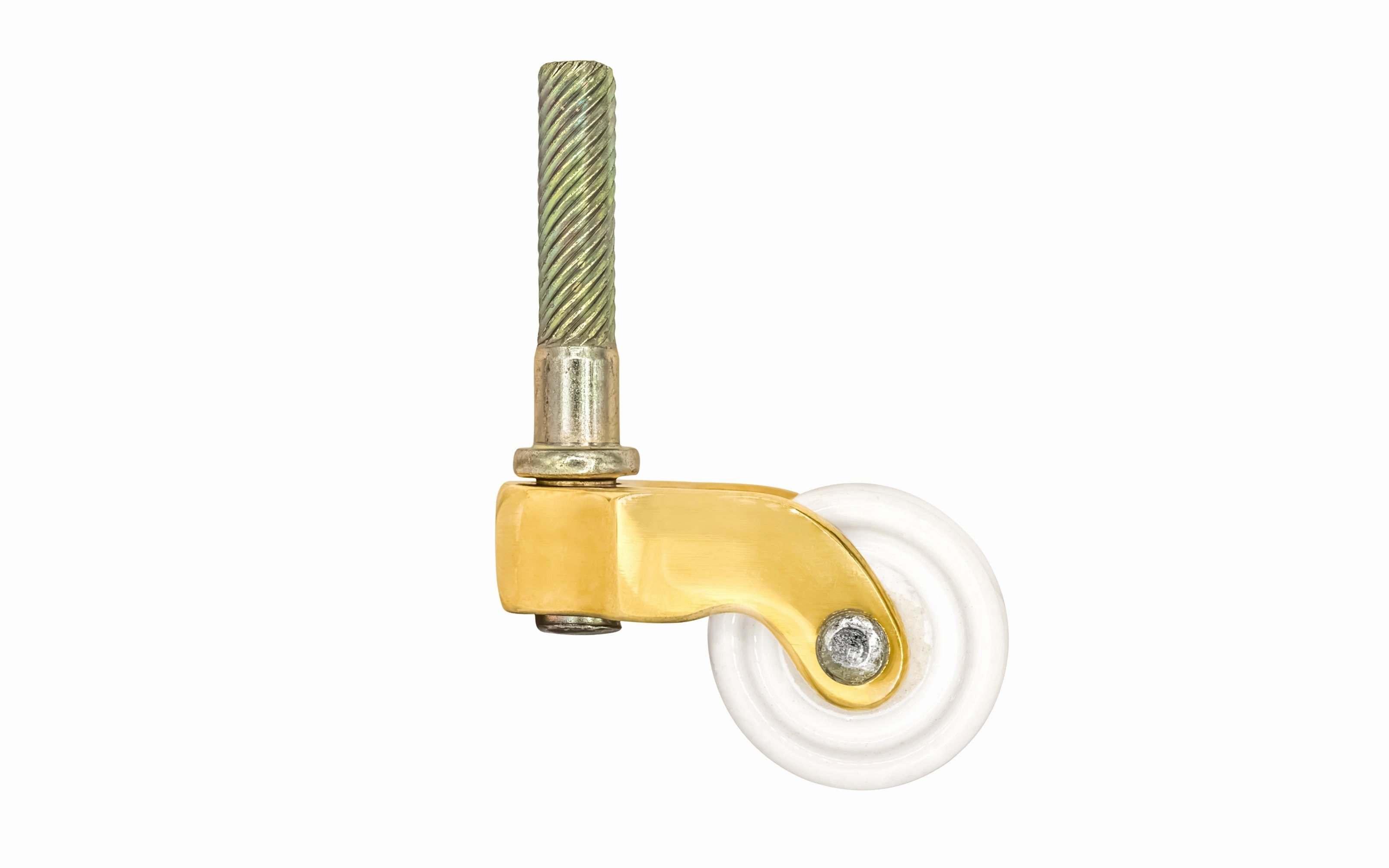 Solid Brass Stem Caster With Porcelain Wheel ~ 1-1/8" Wheel