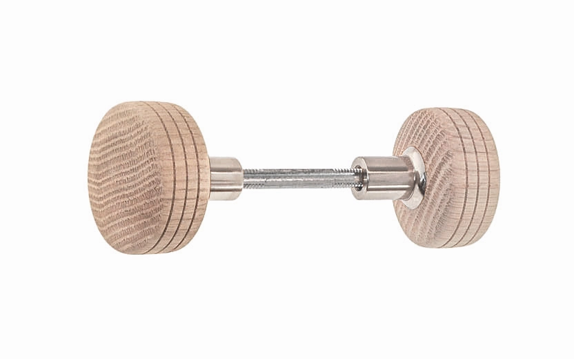 Solid Oak Wood Doorknob Set ~ Round Box Style