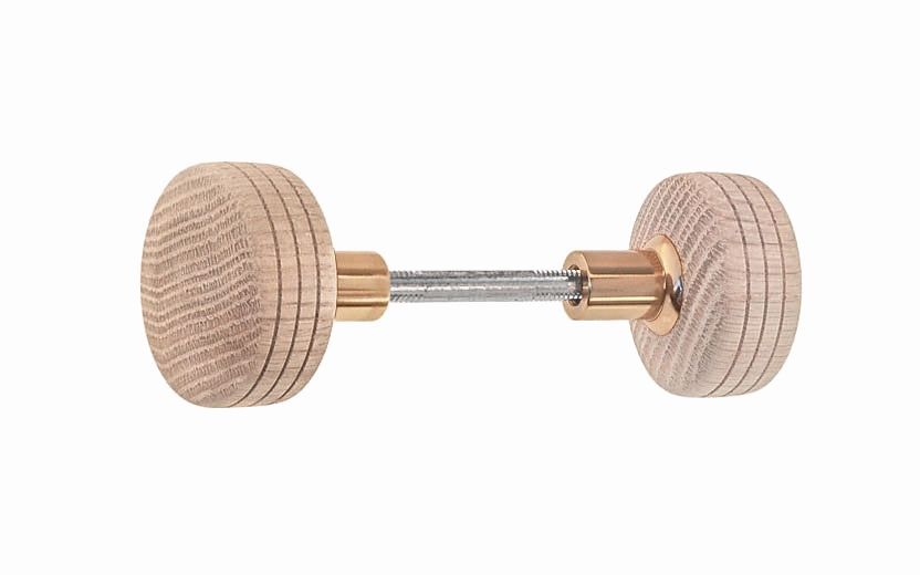 Solid Oak Wood Doorknob Set ~ Round Box Style