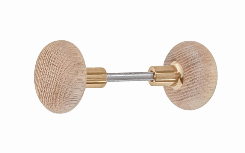 Solid Oak Wood Doorknob Set ~ Round Style