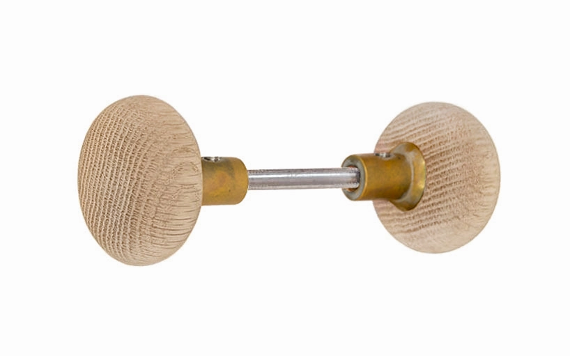 Solid Oak Wood Doorknob Set ~ Round Style