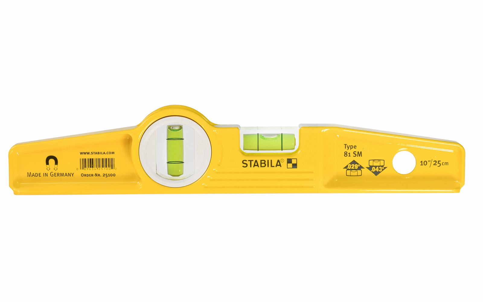 Stabila 10" Magnetic Torpedo Level ~ Type 81SM Die Cast