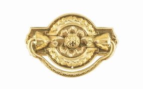 Stamped Brass Colonial Revival-Style Drop Pull ~ 3" x 1-7/8"