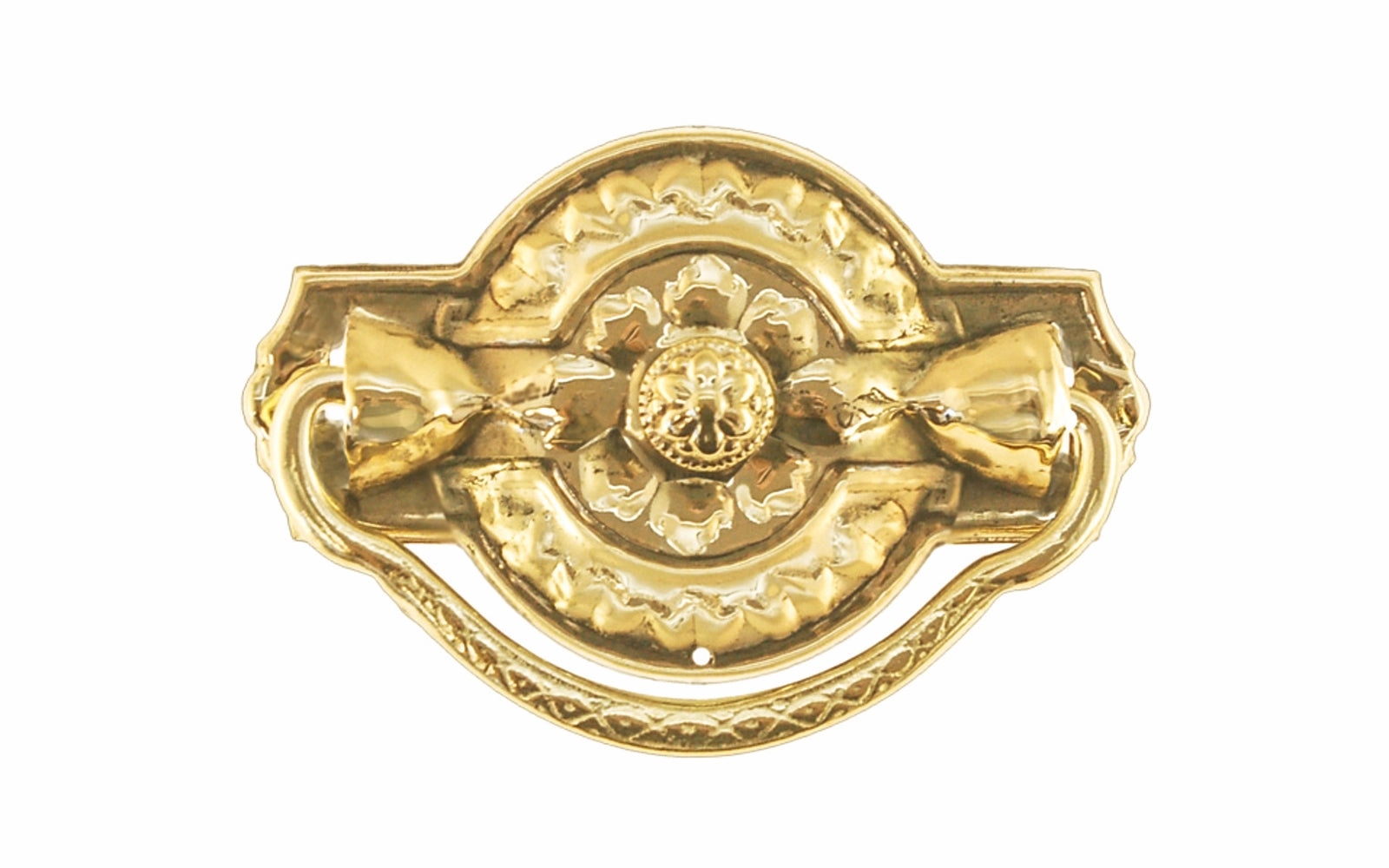 Stamped Brass Colonial Revival-Style Drop Pull ~ 3" x 1-7/8"