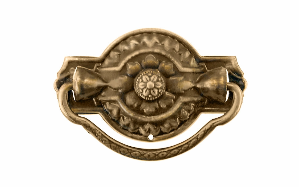 Stamped Brass Colonial Revival-Style Drop Pull ~ 3" x 1-7/8"