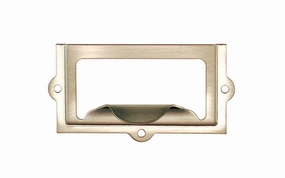 Stamped Brass Label Holder with Pull ~ 2-3/8" x 1-1/4"