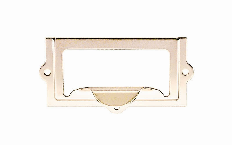 Stamped Brass Label Holder with Pull ~ 2-3/8" x 1-1/4"