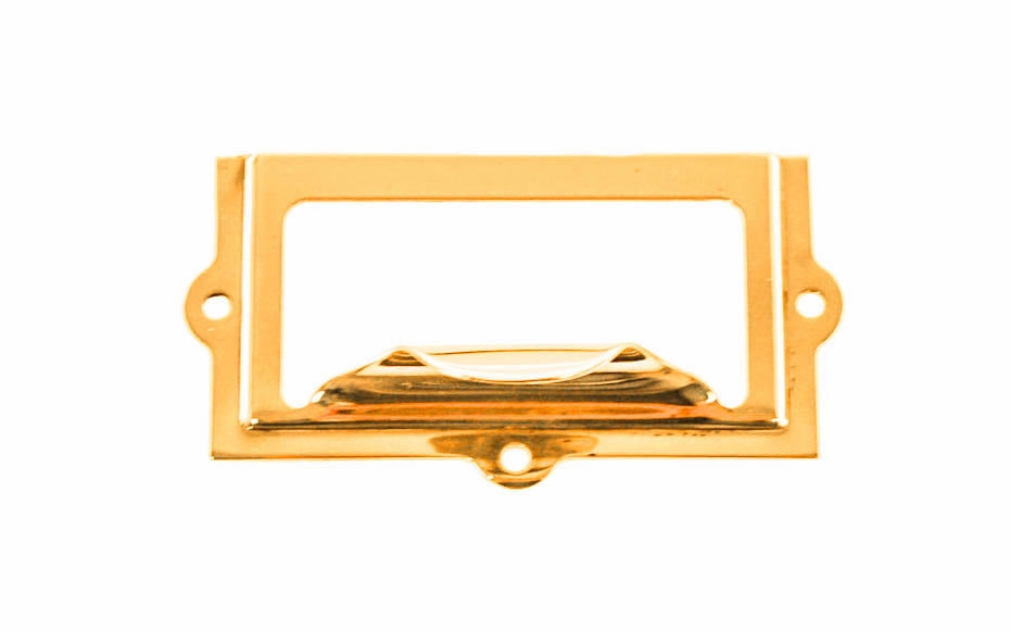 Stamped Brass Label Holder with Pull ~ 2-3/8" x 1-1/4"