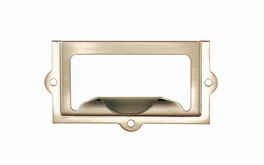 Stamped Brass Label Holder with Pull ~ 2-3/8" x 1-1/4"