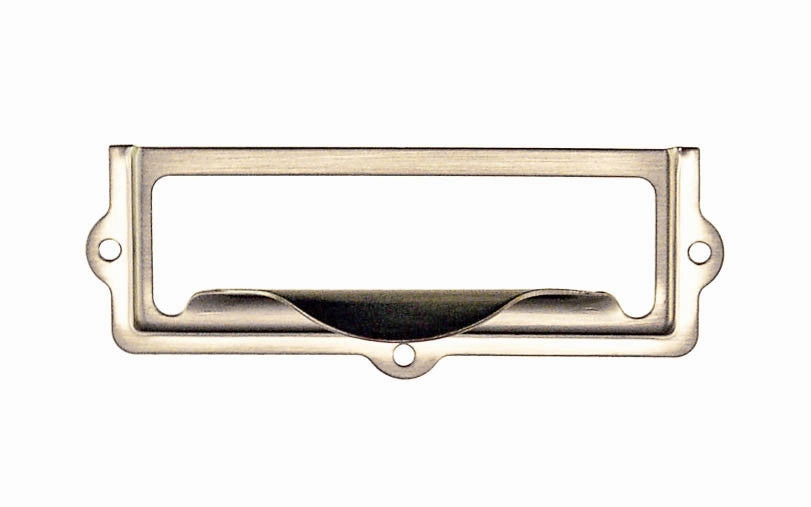 Stamped Brass Label Holder with Pull ~ 2-7/8" x 1"