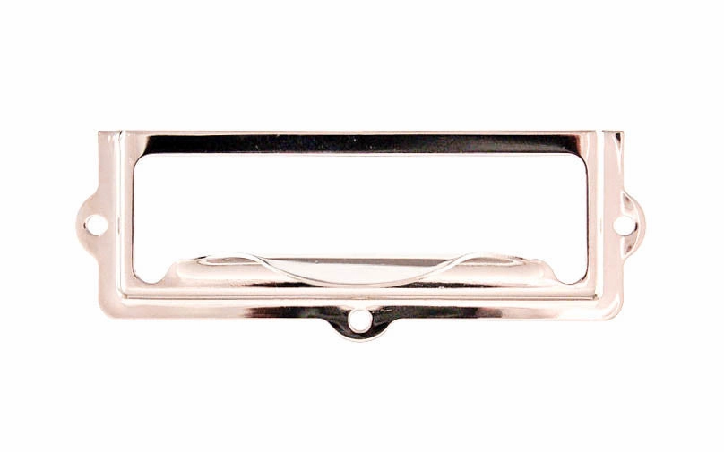Stamped Brass Label Holder with Pull ~ 2-7/8" x 1"