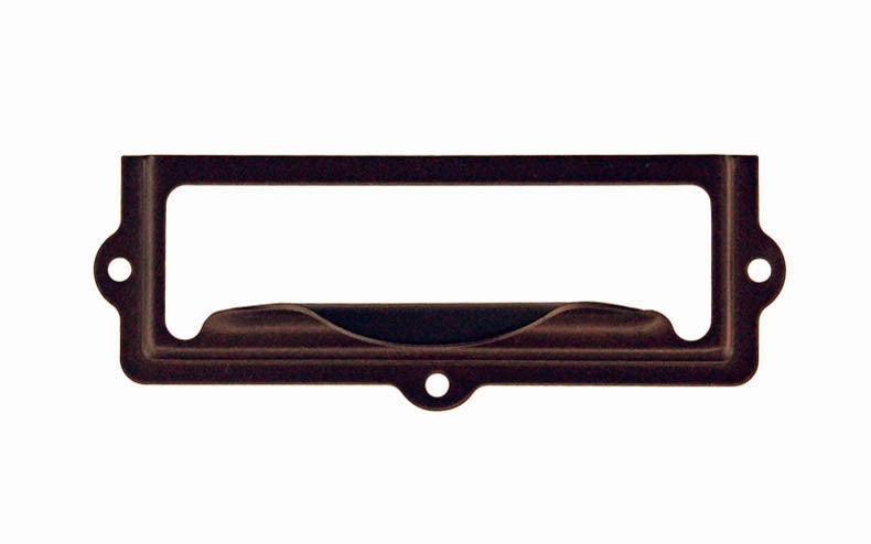 Stamped Brass Label Holder with Pull ~ 2-7/8" x 1"