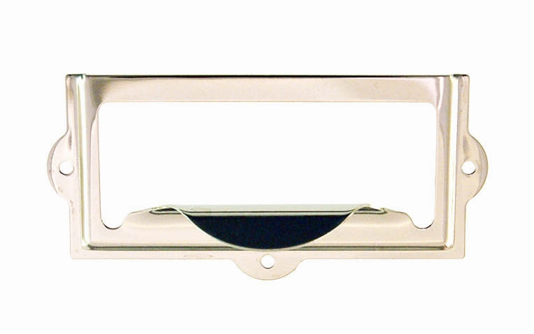 Stamped Brass Label Holder with Pull ~ 3-1/8" x 1-1/2"