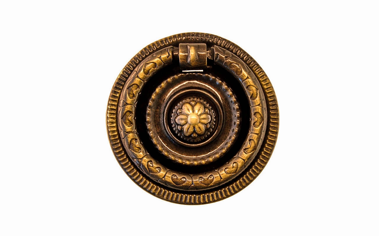 Stamped Brass Ornate Ring Pull ~ Smaller Size