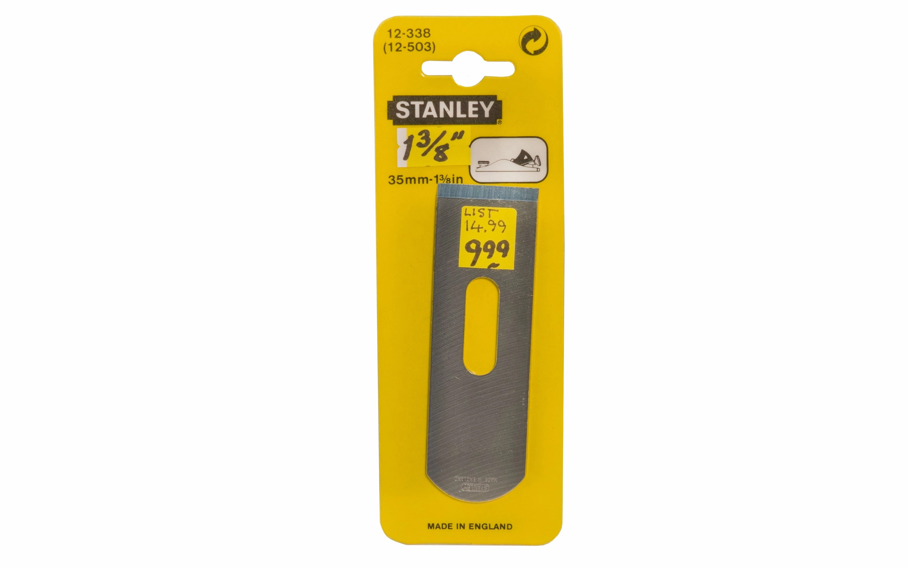 Stanley 1-3/8" (35 mm) Replacement Plane Iron - 12-503 - Made in England