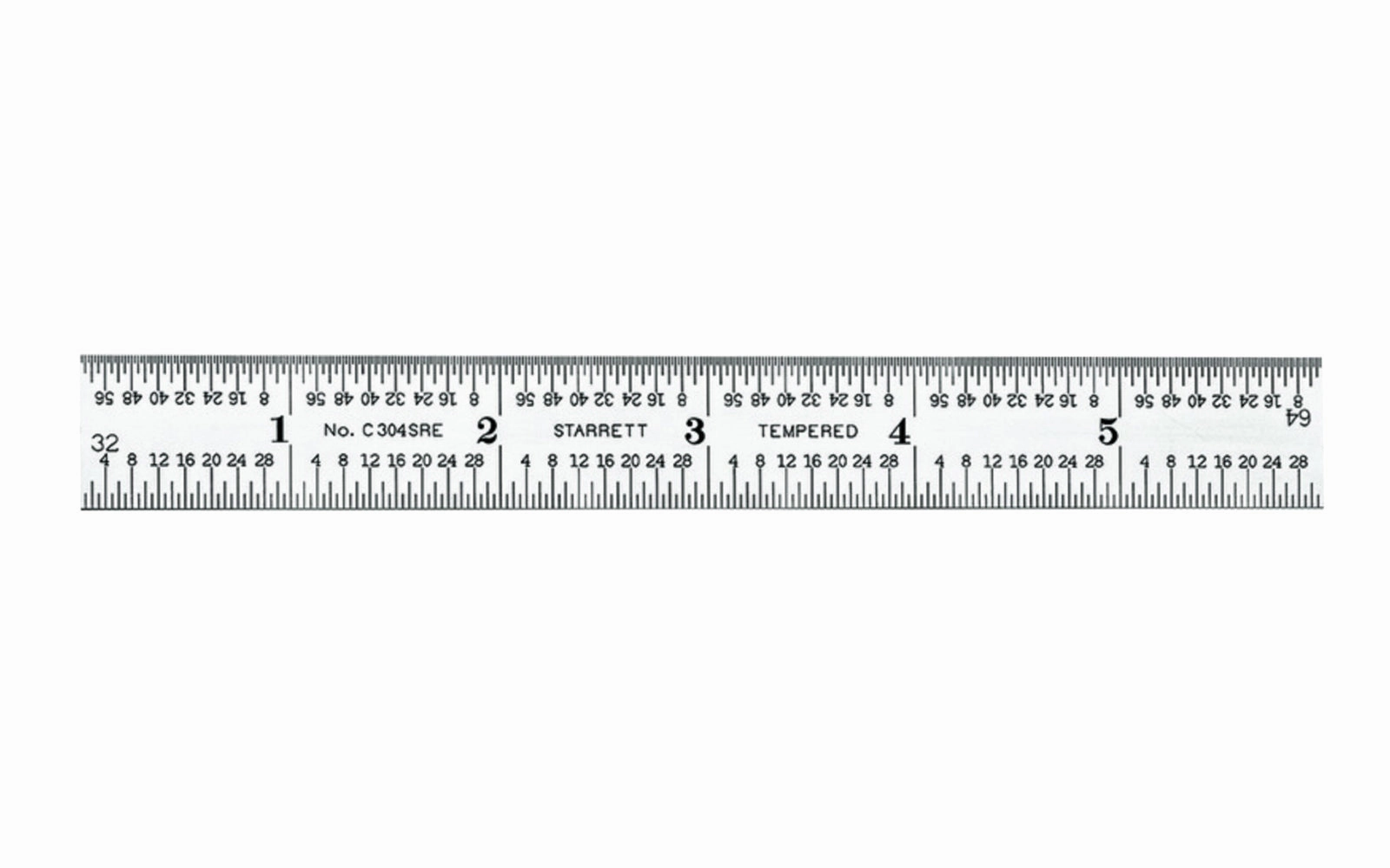 Starrett 6" End Read Semi-Flex Rule - 1/8", 1/16", 1/32", 1/64", 4R Grads