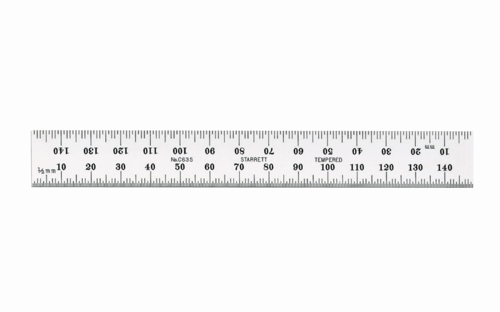 Starrett 6" Metric Rule - 1.0 mm, 0.5 mm Grads
