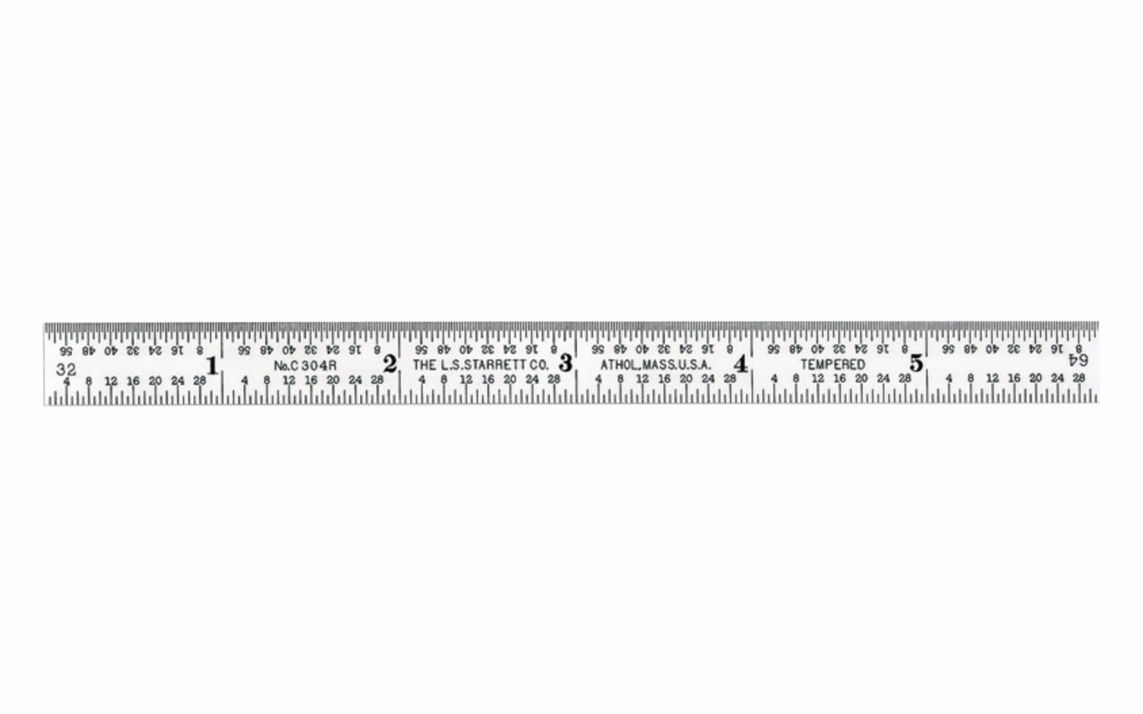 Starrett 6" Narrow Flexible Rule - 1/8", 1/16", 1/32", 1/64" Grads