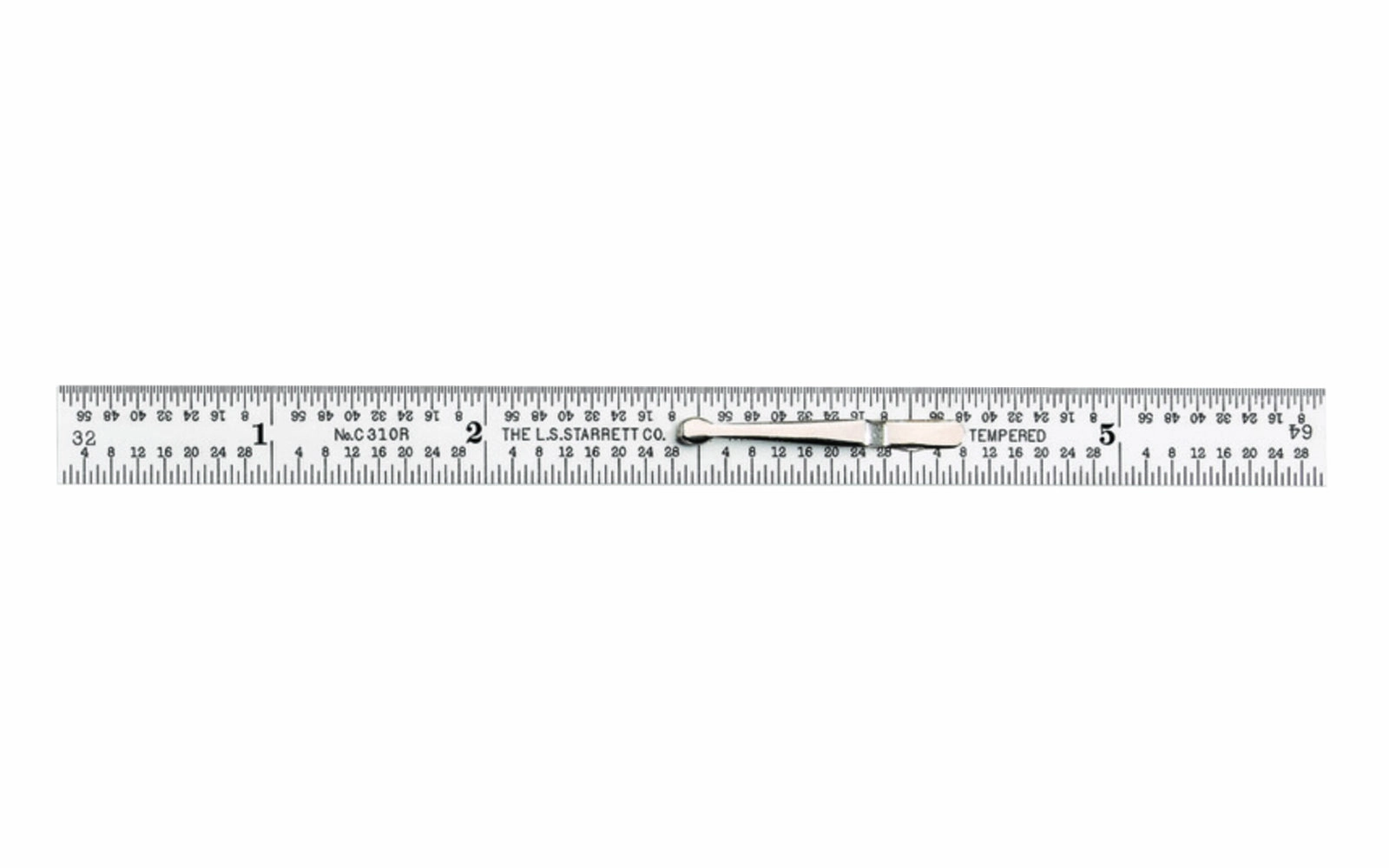 Starrett 6" Pocket Clip Rule - 1/32", 1/64", 4R Grads