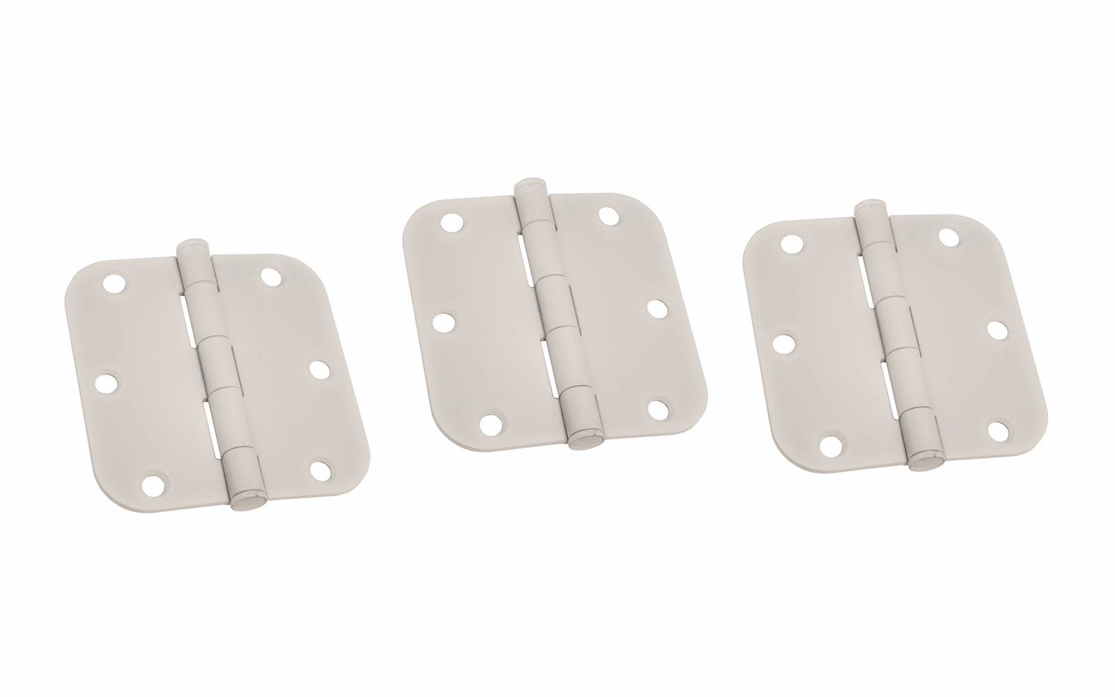 Three of 3-1/2" White Finish Door Hinges - 5/8" Radius