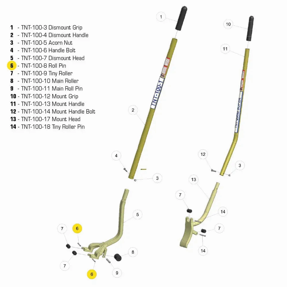 TNT  Rolling Pin For Back Roller of the TNT-200D (Ea)