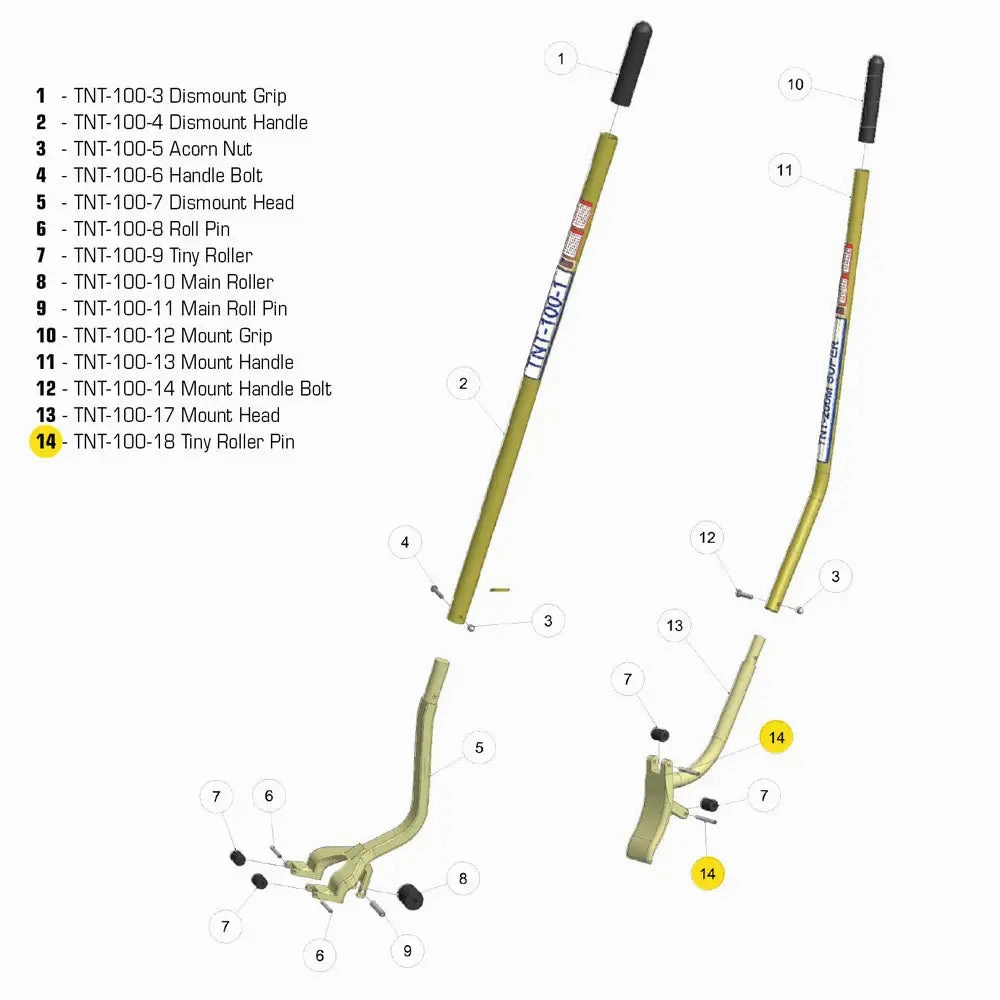 TNT  Rolling Pin For Back Roller of the TNT-200M (Ea)