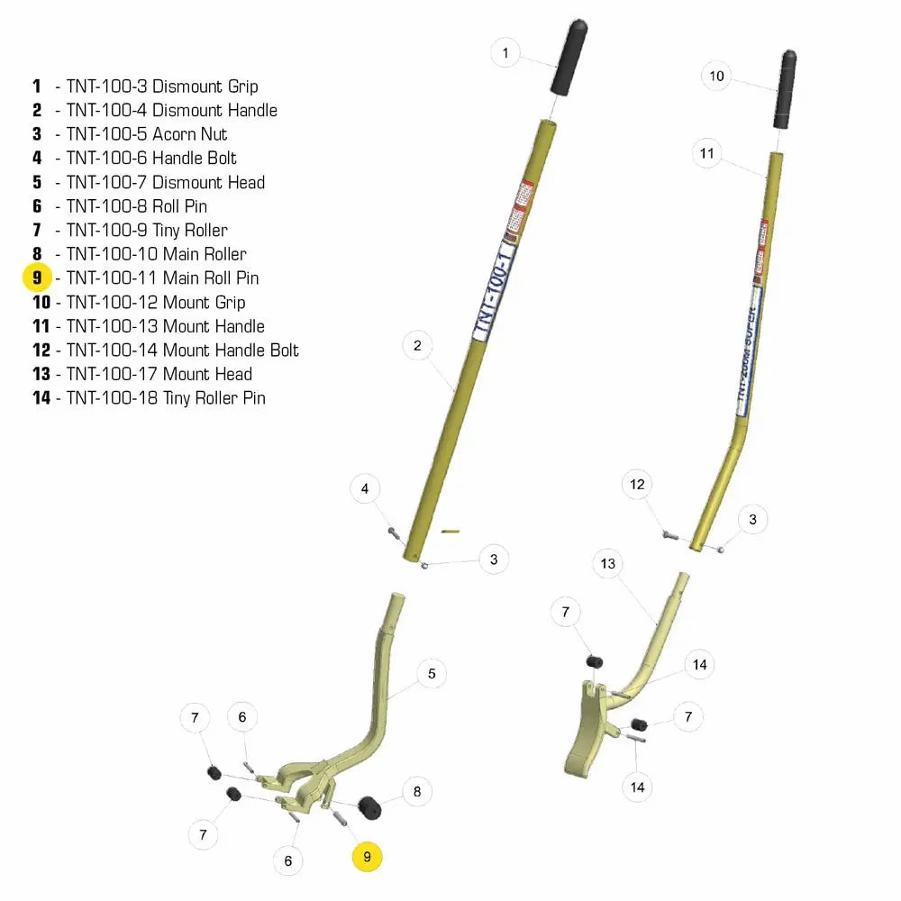 TNT  Rolling Pin for Main Roller of the TNT-100-1 (Ea)