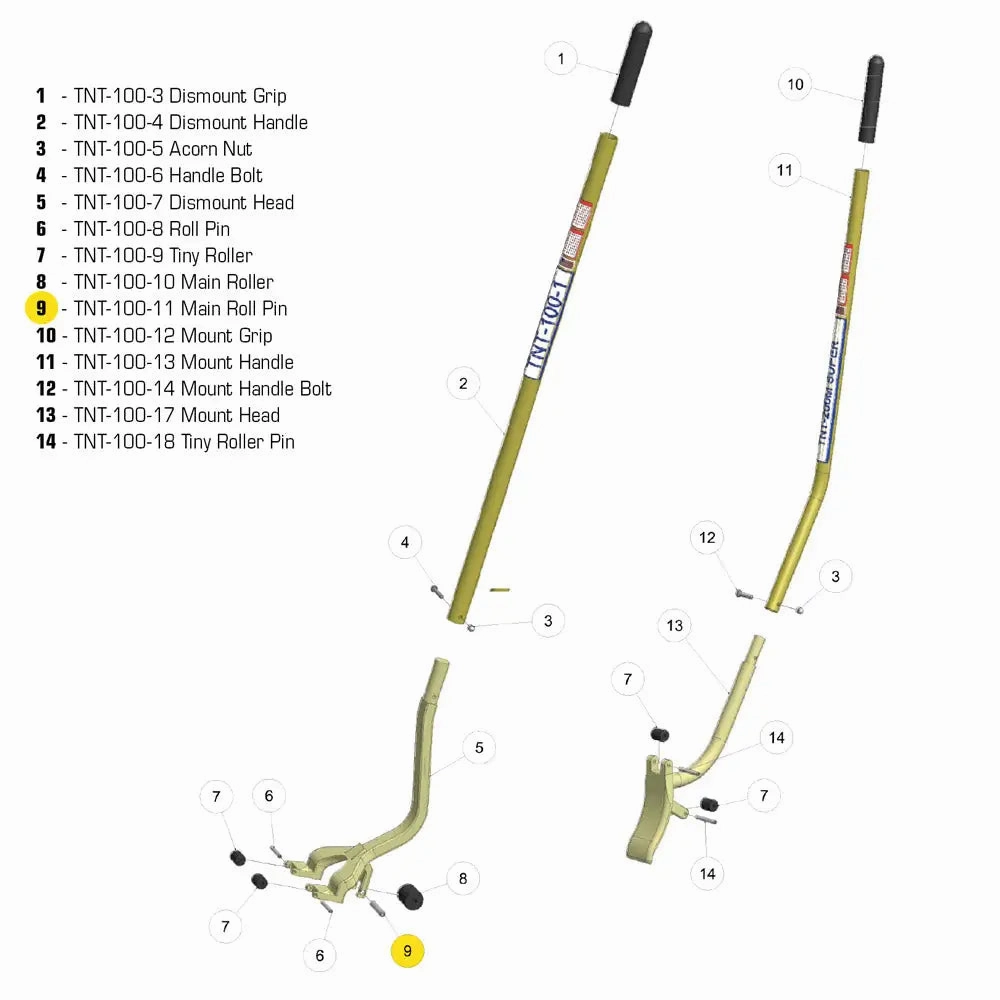 TNT  Rolling Pin for Main Roller of the TNT-100-1 (Ea)