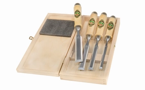 Two Cherries 4-Piece Firmer Chisel Set With Wooden Box