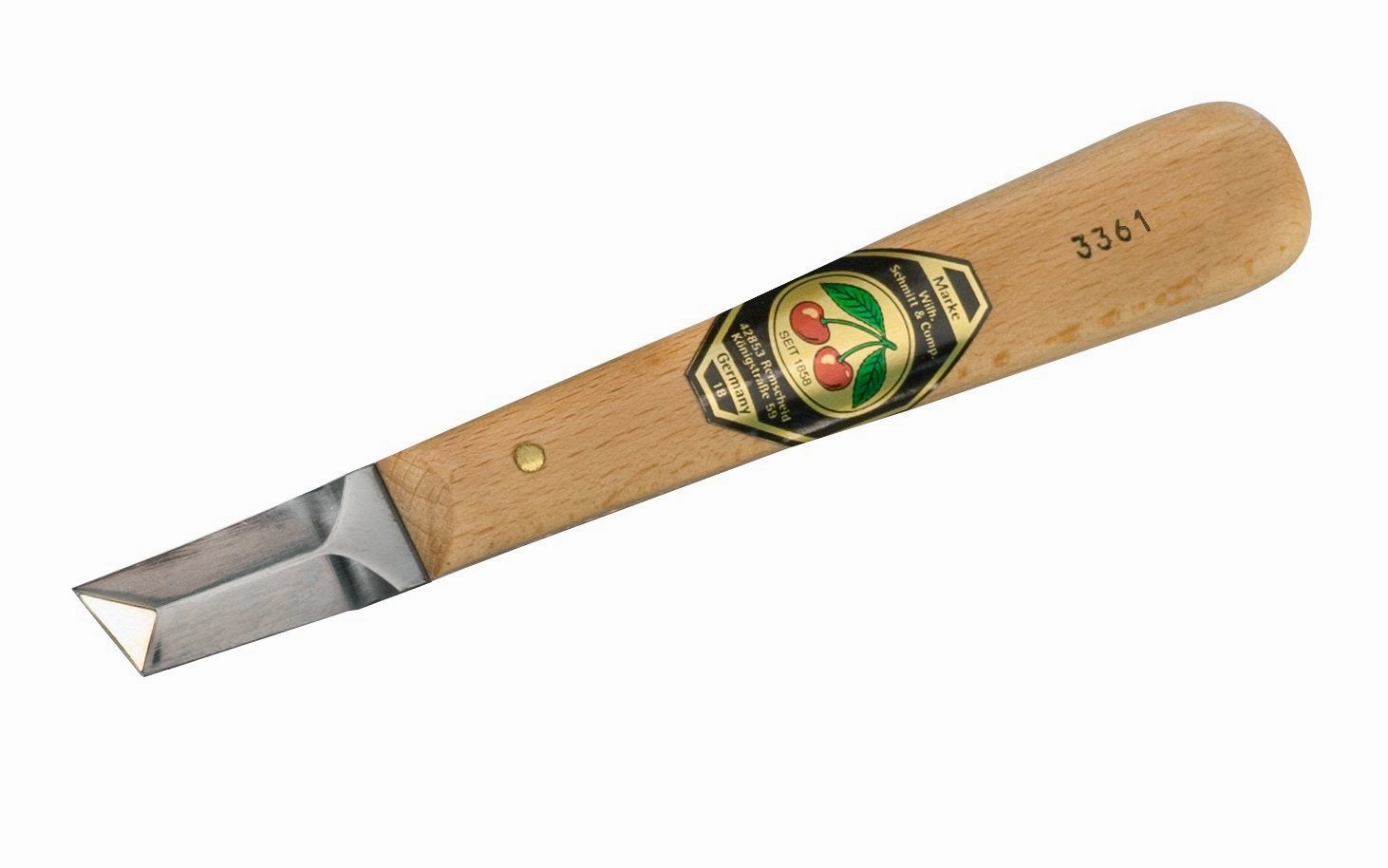 Two Cherries Chip Carving Knife ~ Straight Blade, Three Edges