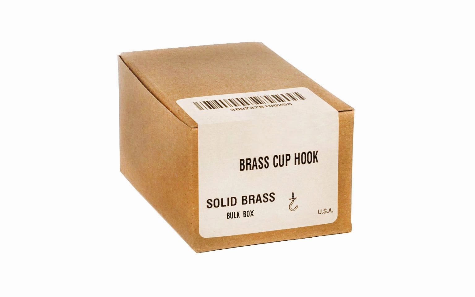 Unlacquered Solid Brass Cup Hook