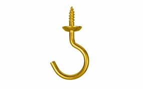 Unlacquered Solid Brass Cup Hook