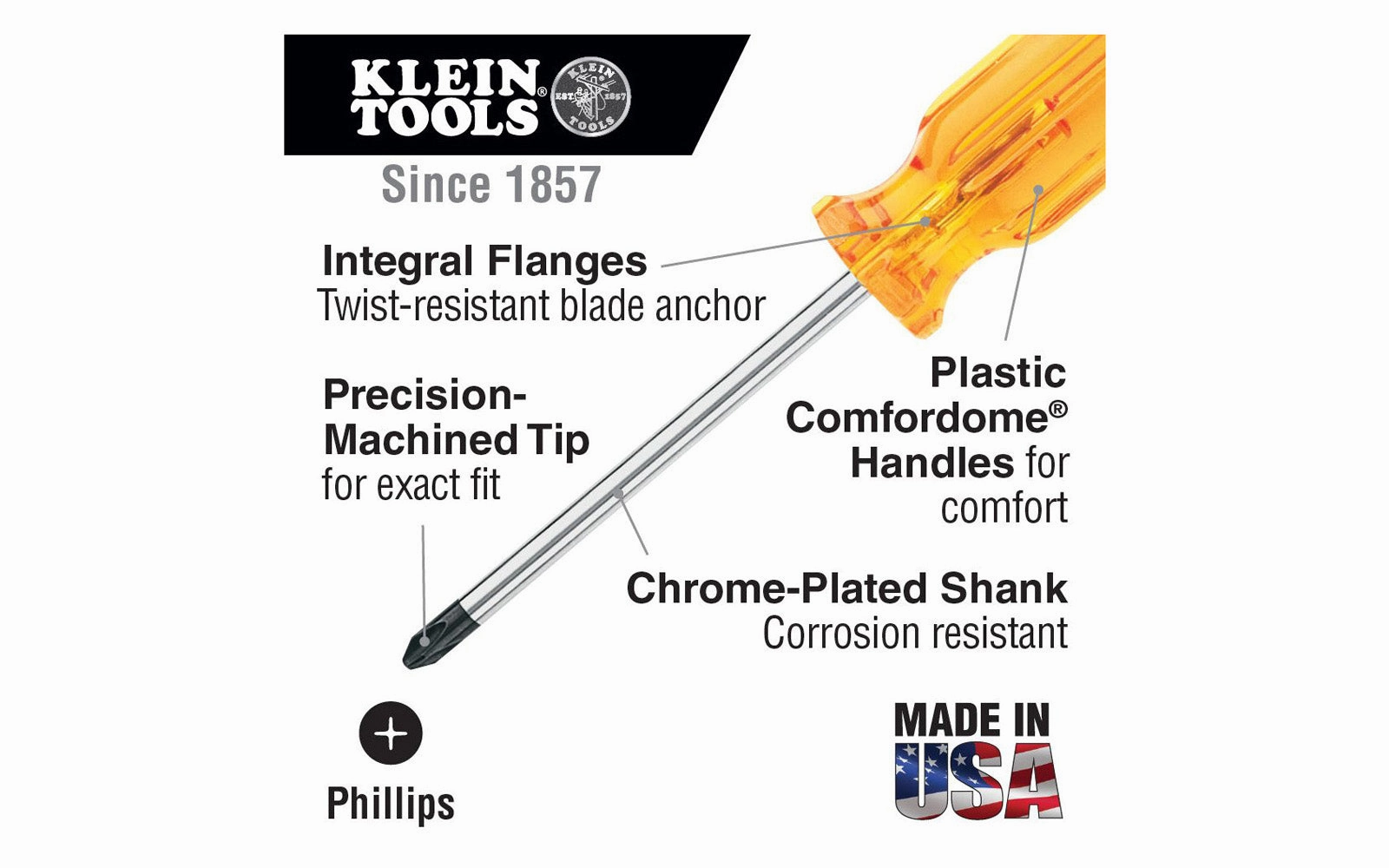 Vaco Profilated #1 Phillips Screwdriver - 8" Blade