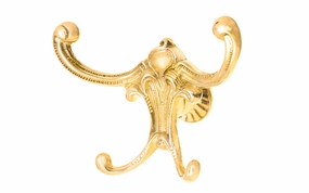 Victorian Solid Brass Four-Prong Hook