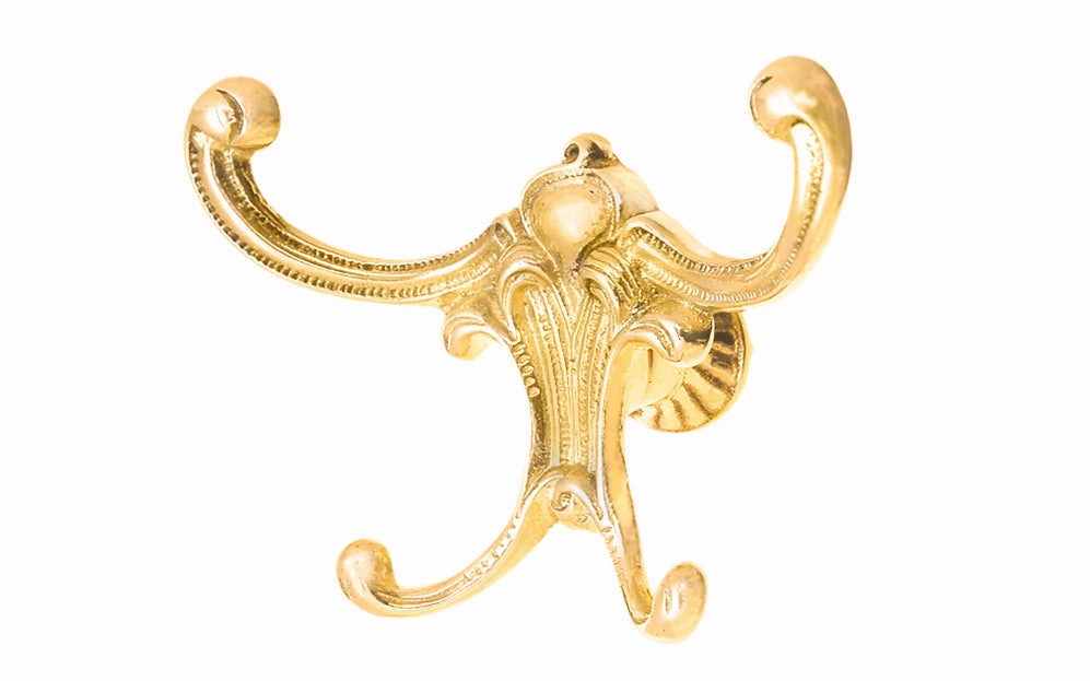 Victorian Solid Brass Four-Prong Hook