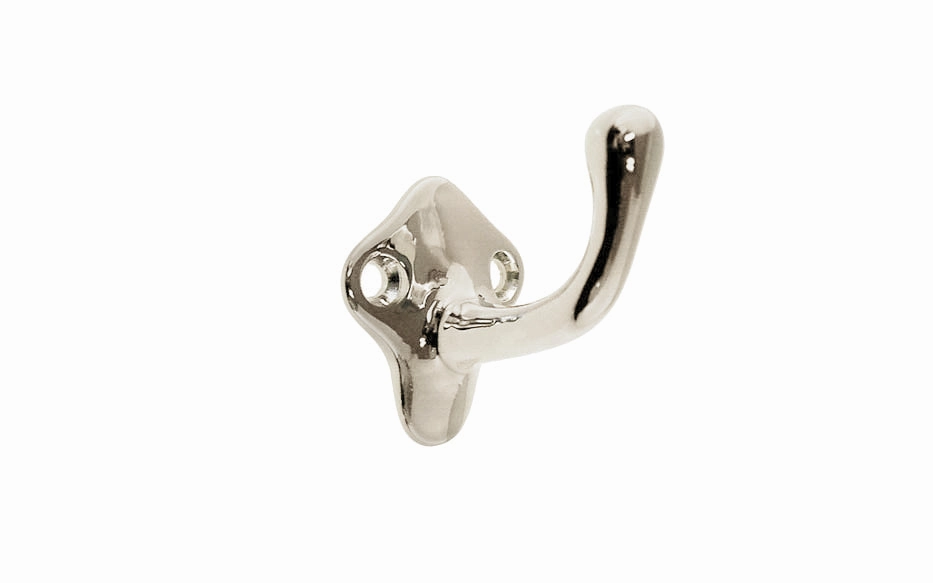 Vintage-Style Solid Brass Small Hook ~ Polished Nickel Finish