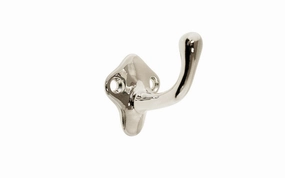 Vintage-Style Solid Brass Small Hook ~ Polished Nickel Finish