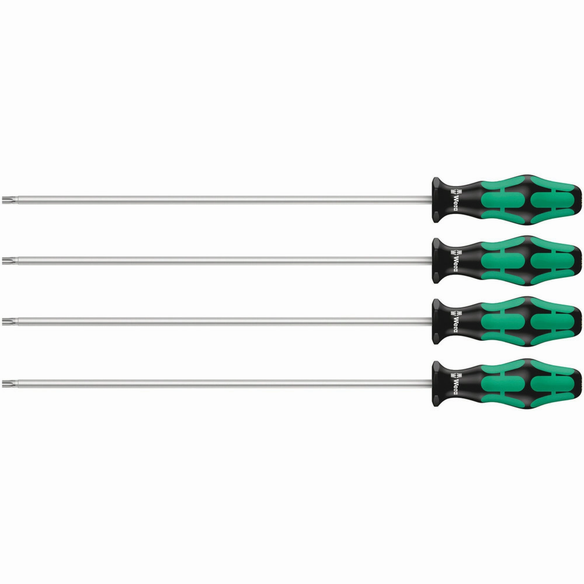 Wera 367/4 TORX HF Kraftform Plus Screwdriver set with holding function and 300 mm-long blades, 4 pieces
