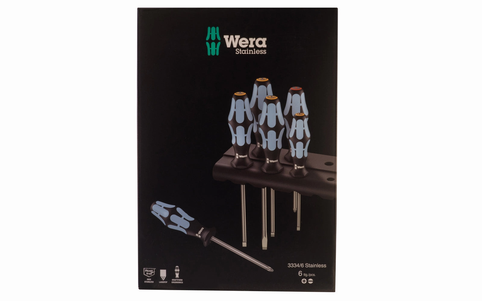 Wera 6-PC Stainless Screwdriver Set & Rack "3334/6"