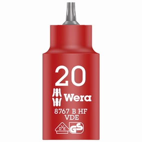 Wera 8767 B VDE HF TORX Zyklop bit socket, insulated, with holding function, 3/8" drive, TX 20 x 55 mm