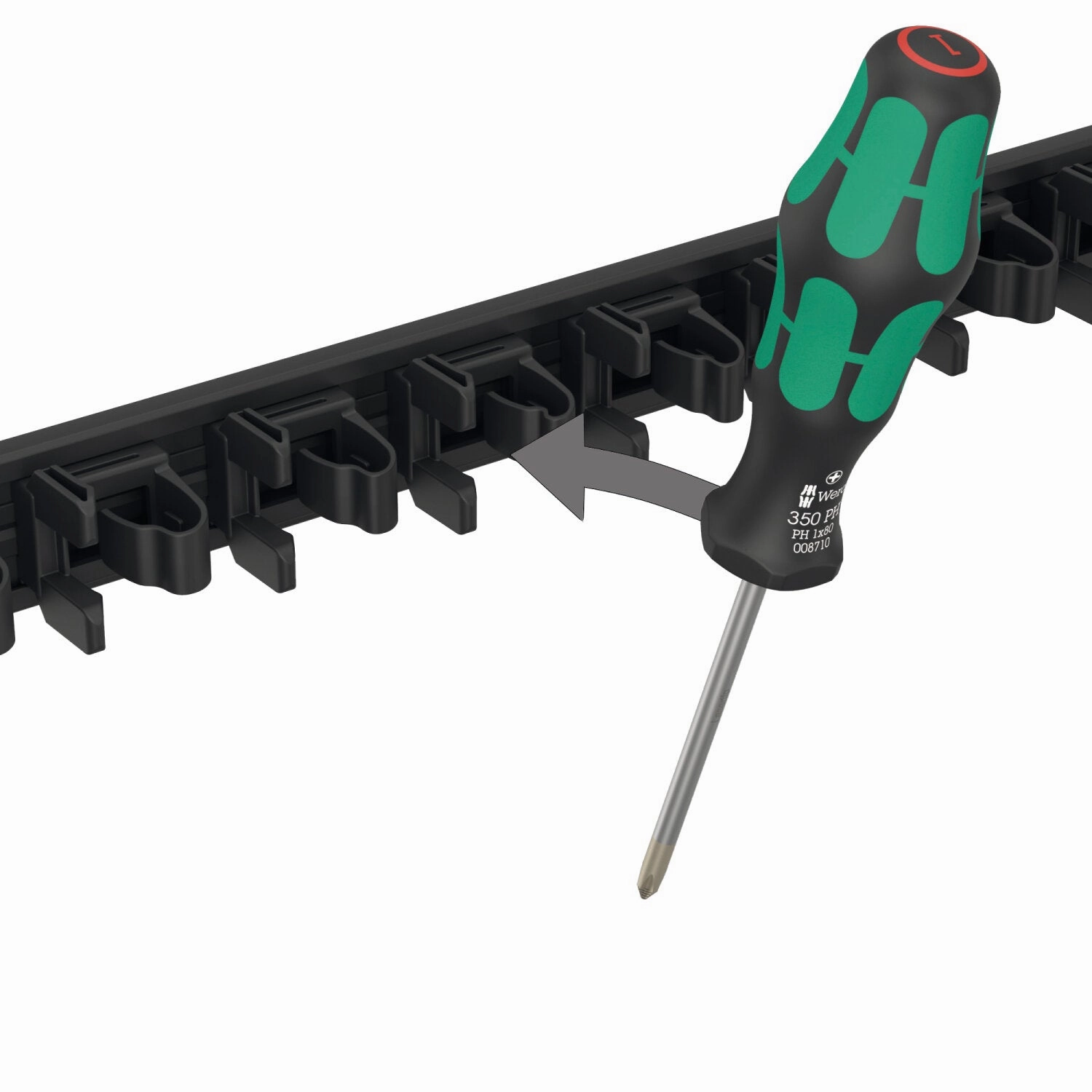 Wera 9611 Magnetic rail for up to 9 Kraftform screwdrivers, empty