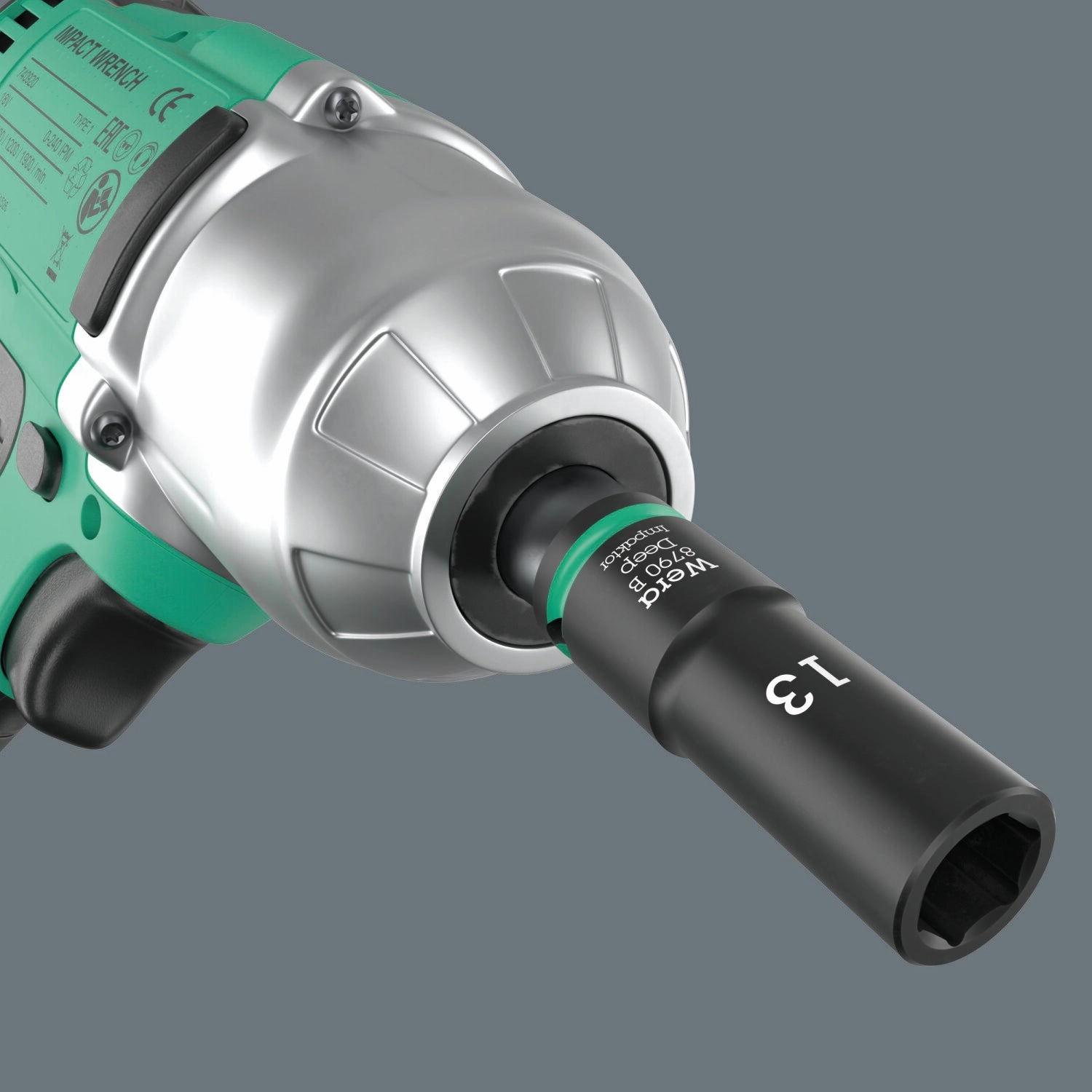 Wera 9660 Magnetic Rail B Impaktor Deep 1 Socket Set, 3/8" Drive, 10 Pc.