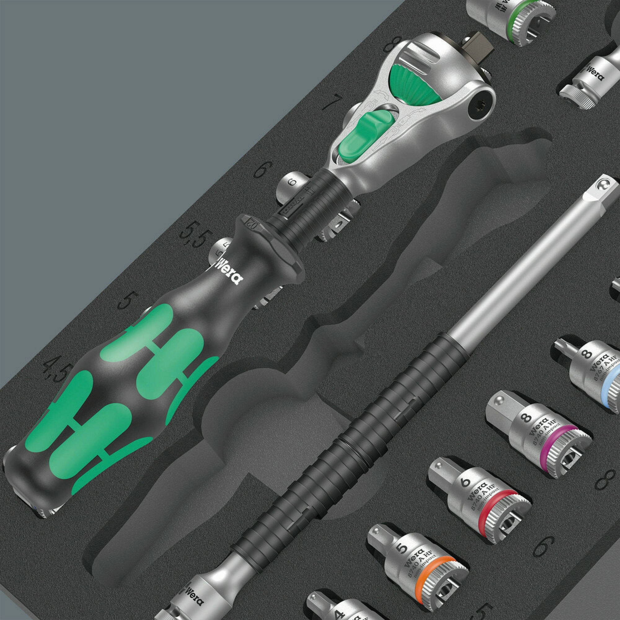 Wera 9720 Foam insert 8000 A Zyklop 1/4" ratchet set 1, 37 pieces