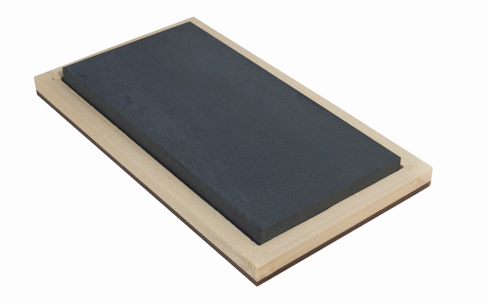 Wide Black Hard Arkansas Bench Stone with Wooden Box ~ 6" x 3"