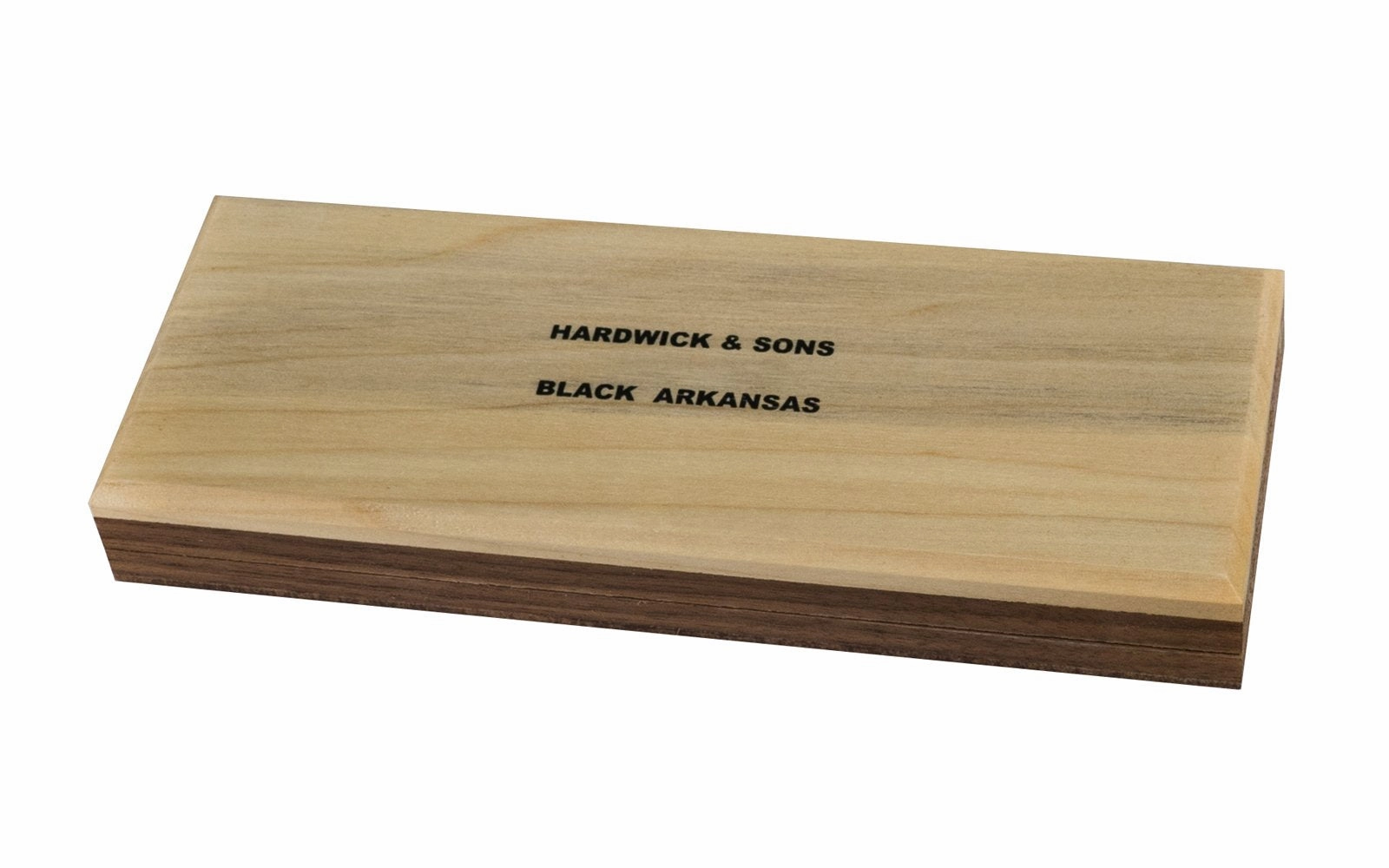 Wide Black Hard Arkansas Bench Stone with Wooden Box ~ 8" x 2-1/2"