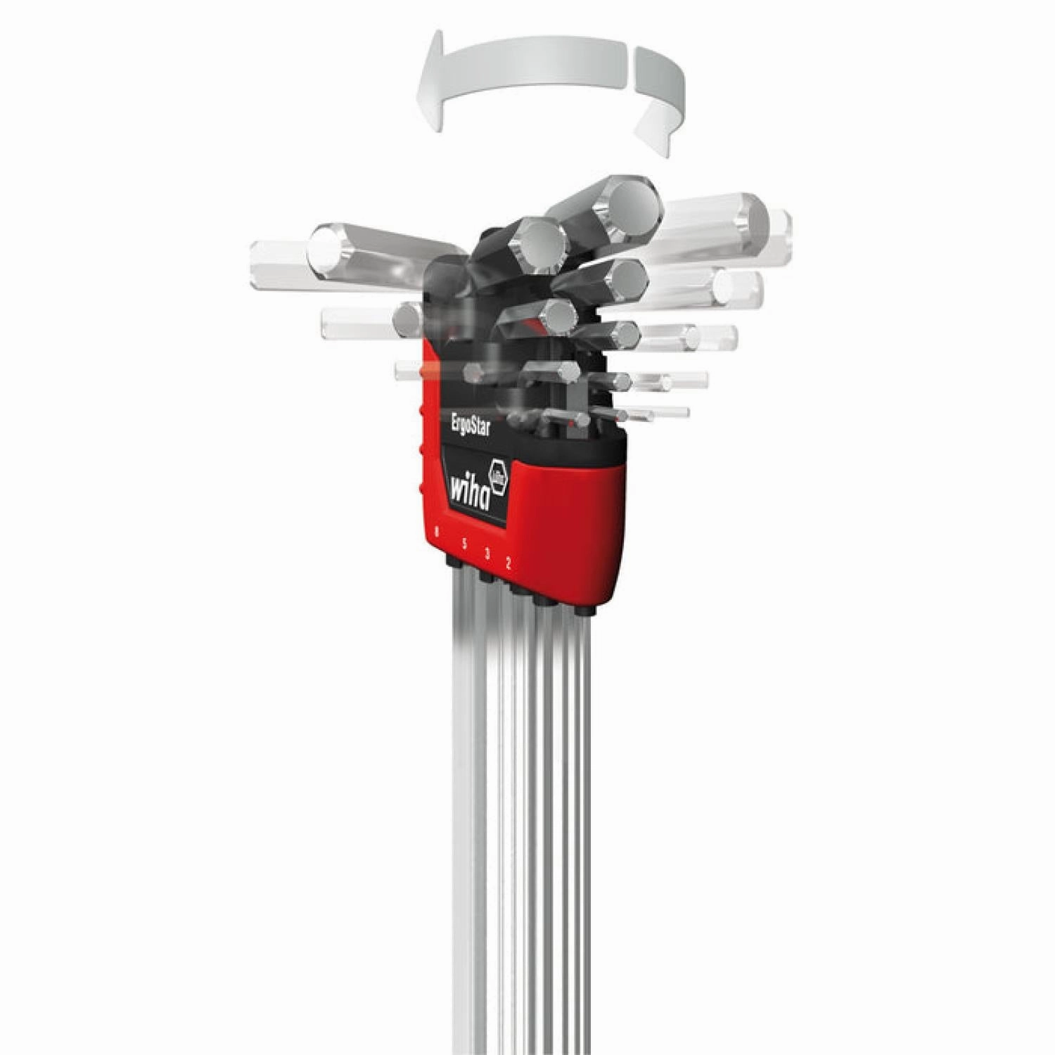 Wiha 66982 ErgoStar Ball End Hex L-Key Inch/Metric 22 Piece Set