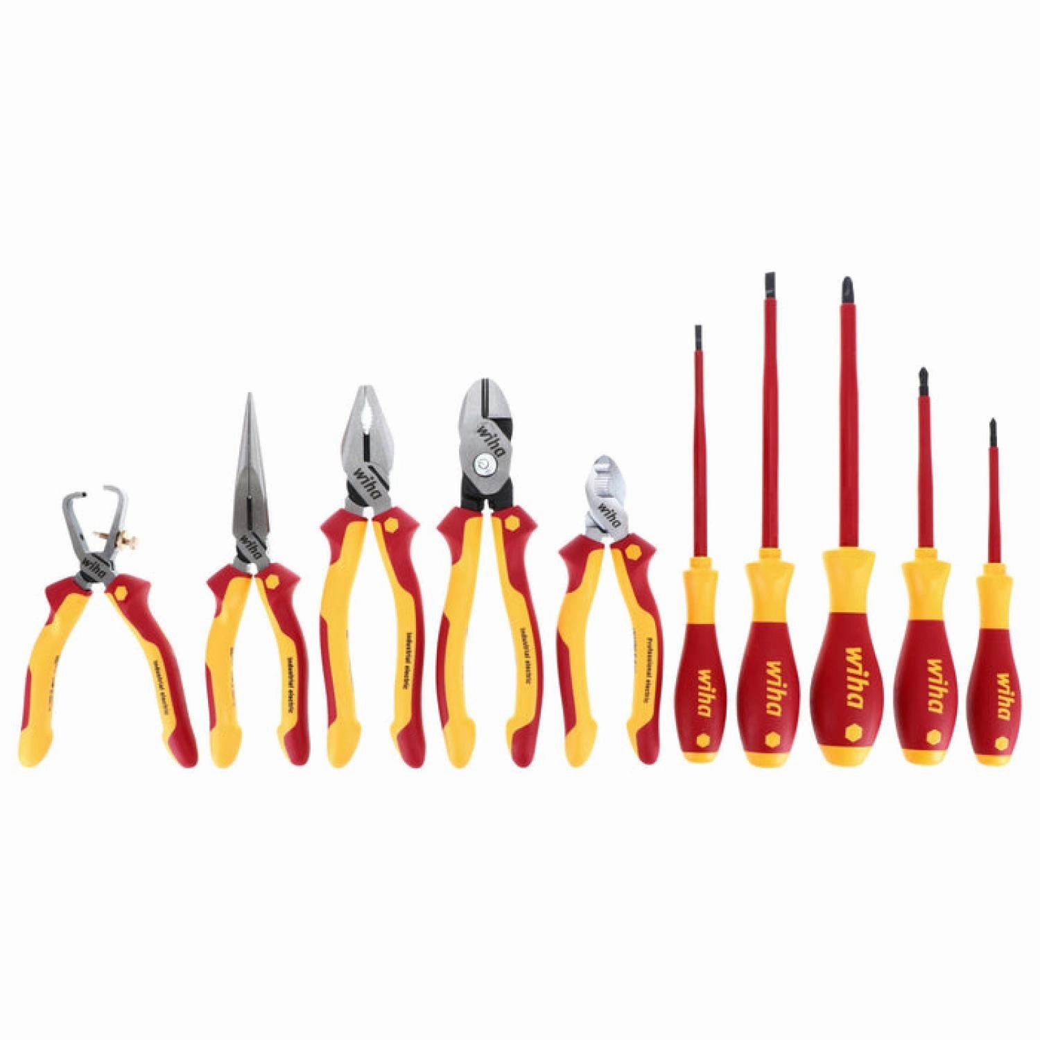 Wiha Tools 32891 Insulated Pliers / Cutters / Screwdrivers Set in Zipper Case, 10 Pc.