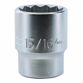 Wiha Tools 33818 12 Point, 1/2 Inch Drive Standard Socket, 15/16 Inch